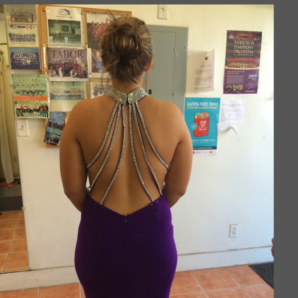 Purple open back dress